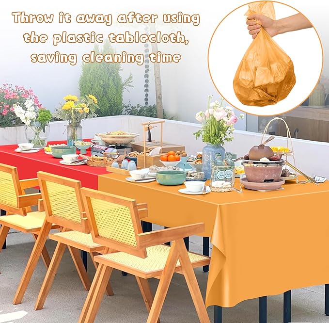 mwellewm 12Pcs Plastic Table Cloth Disposable, Assorted Color Rainbow Tablecloth Colorful Neon Rectangle Bulk Solid Table Cover for Birthday Wedding Graduation Picnic Party Decorations(54x72 Inch)