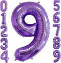 Purple 9 Balloon Number,40 Inch Number 9 Balloon Big Purple 9 Foil Mylar Helium Balloon for Birthday Party Decorations