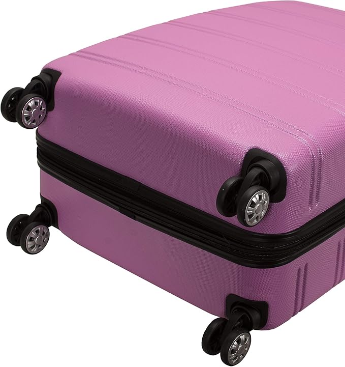 Rockland Melbourne Hardside 2 Piece Expandable Spinner Wheel Luggage Set, (20"/28"), Pink