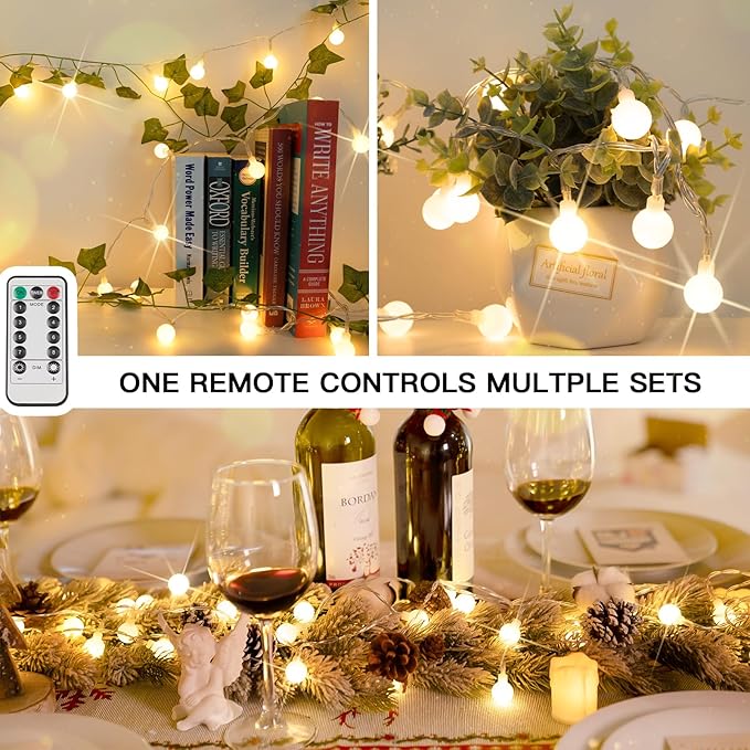suddus Battery Operated Christmas Lights, 50 Led Twinkle Lights with Remote, Indoor String Lights for Tree, Backyard, Patio, Garden, Party, Bedroom, Living Room, Classroom, Warm White