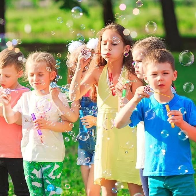AFZMON 24 Candyland Party Favors Bubble Wands for Kids, Sweet Candy Mini Bubbles Wand Toys, Lollipop Theme Birthday Party Supplies Goodie Gift Bag Stuffers Pinata Classroom Prizes