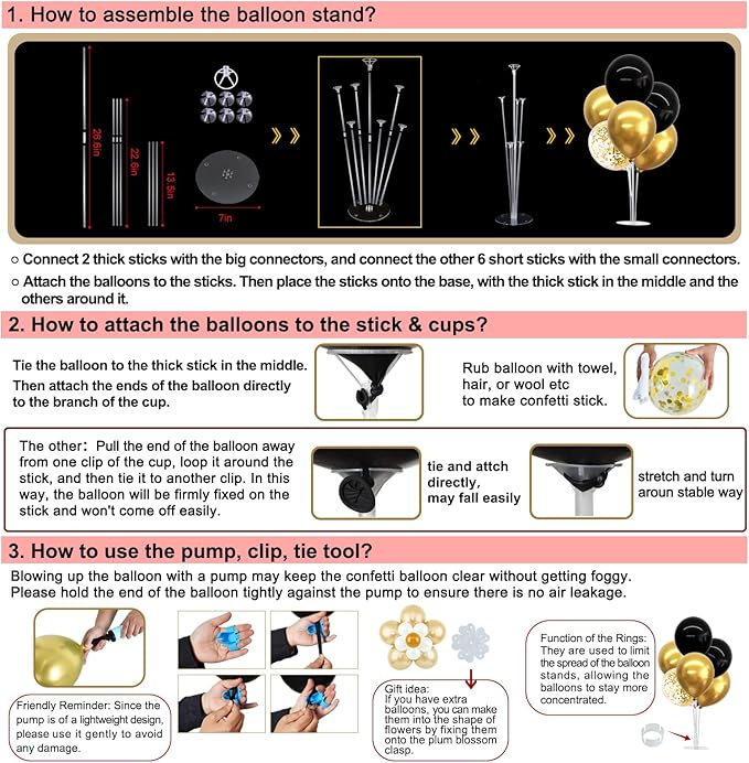 TONIFUL 4 Set 70th Birthday Decorations 1956 Balloon Centerpiece for Table,Black Gold Balloon Stand Kit,Perfect for celebrating born in 1956,Cheers to 70 Years Birthday for Men and Women