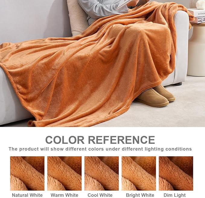 Hansleep Fleece Pumpkin Orange Full Blanket, Super Soft Flannel Fuzzy Plush Cozy Blanket for All Seasons, Pumpkin Orange, Full 84x90 Inches