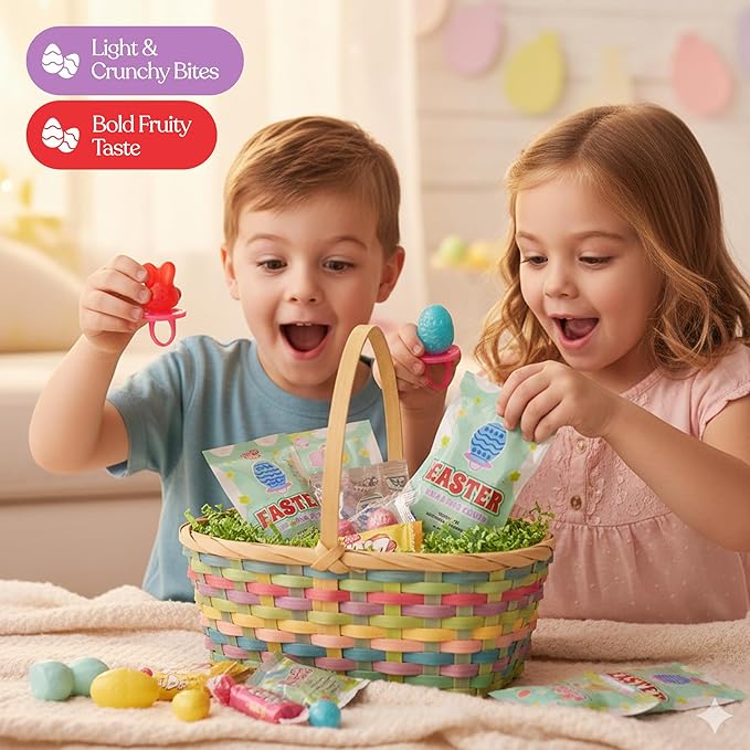 30 Pack Easter Ring Candy – Individually Wrapped Holiday Themed Bunny & Egg Lollipops – Strawberry, Tutti Frutti Delicious Flavors – Bulk Suckers Great Use, For Kids, Party Favor, Classrooms Partys, Goodie Bags, Baskets