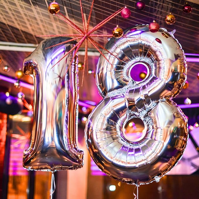 16" Silver 0-9 Number Balloons Foil Balloons Mylar Balloons for Party Decorations Party Supplies