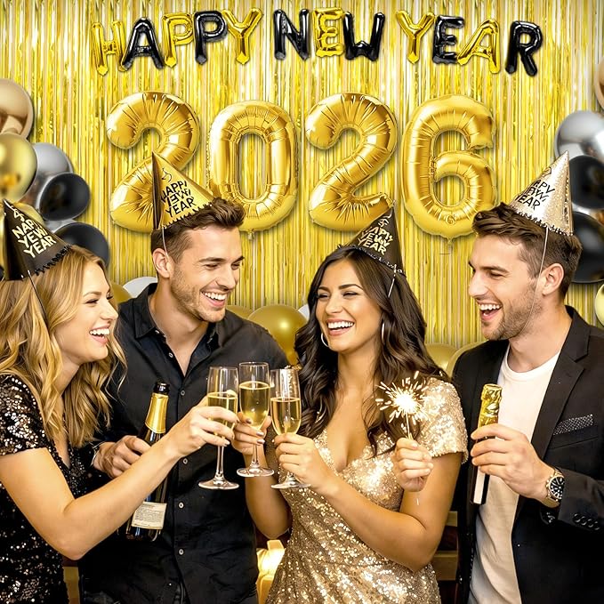 2 Pack Gold Foil Fringe Curtains Streamers Party Decorations 3.3 x 8.2 ft, Gold Tinsel Curtain Fringe Backdrop for Parties, Door Fringe Birthday Streamers, Photo Booth Backdrops, Party Decor