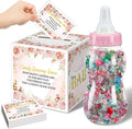 Glenmal 52 Pcs Baby Shower Games Gift Sets Large Baby Bottle for Shower Game Guess How Many Candies Decorations for Gender Reveal(Flower)