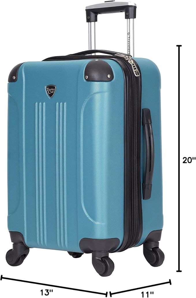 Travelers Club Chicago Hardside Expandable Spinner Luggage, Teal, 3 Piece Set