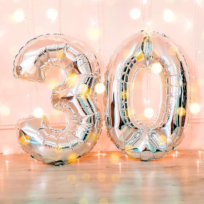16" Silver 0-9 Number Balloons Foil Balloons Mylar Balloons for Party Decorations Party Supplies