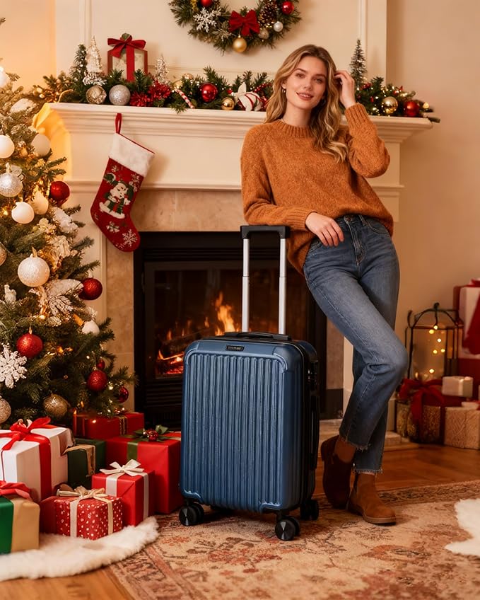 LIGHT FLIGHT Carry On Luggage 22x14x9 Airline Approved, Durable Hard Shell Carry On Suitcases with Wheels, Expandable Hardside Lightweight Travel Luggage with TSA Lock, Royal Blue