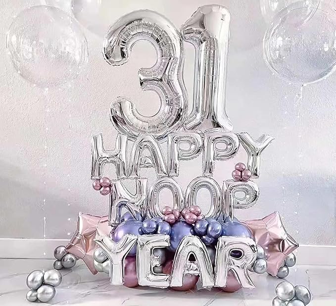 Large Silver 13 Number Balloons, 40 Inch Jumbo Number 13 Balloon, Silver Foil Mylar Balloons for Girl Sweet 13th/31th Birthday Party, Anniversary Decorations