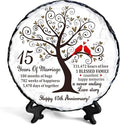 15th Wedding Anniversary Slate Plate – Crystal Anniversary Wedding Gifts for Couple or Parents – Unique 15 Years of Marriage Celebration Decoration – 5.9 inches Plaque, Keepsake