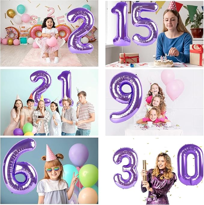 Purple Number Balloons, 40 Inch Purple Balloon 3.3 Helium Balloon 3th Birthday for 3 Years Birthday Decoration Children Girls Boys