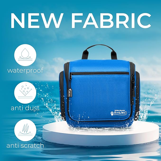 Travel Toiletry Bag for Men and Women - (10.6”x10.6”x3.2”) Large Hanging Toiletry Organizer - Waterproof Hygiene Bag with Metal XXL Swivel Hook, with Sturdy Zippers and 19 Compartments for Toiletries