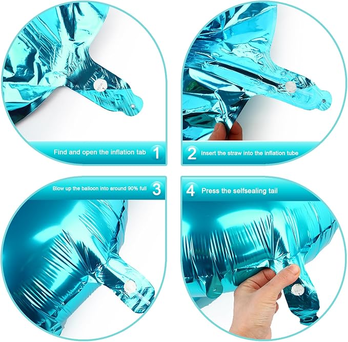 40 Inch Blue Large Number 4 Balloons, Giant Foil Number Four 14 24 34 40 44 Balloons, Blue Mylar Big Balloon for Anniversary Graduation Decorations