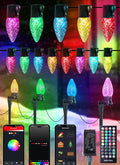 Brightown Smart C9 LED Christmas Lights Outdoor House, 50Ft 75 LED RGB Christmas Pathway Lights with 58 Preset Modes, App or Remote Control, Music Sync, Memory and Timer Function for Indoor/Outside