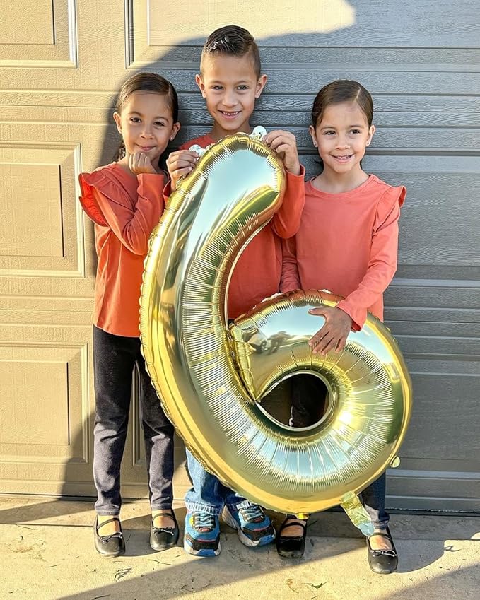 Champagne Gold 6 Balloon, Number Balloons 40 Inch, Light Gold 6th Balloons for Birthday Decorations, Light Gold Party Supplies 6 Birthday Balloon, Number 6 Balloon