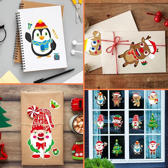 Christmas Stickers 36 PCS for Kids Make a Face Stickers, Make Your Own Christmas Sticker DIY Mix and Match Christmas Party Games Sticker Decorating Party Favors Supplies for School Student Awards