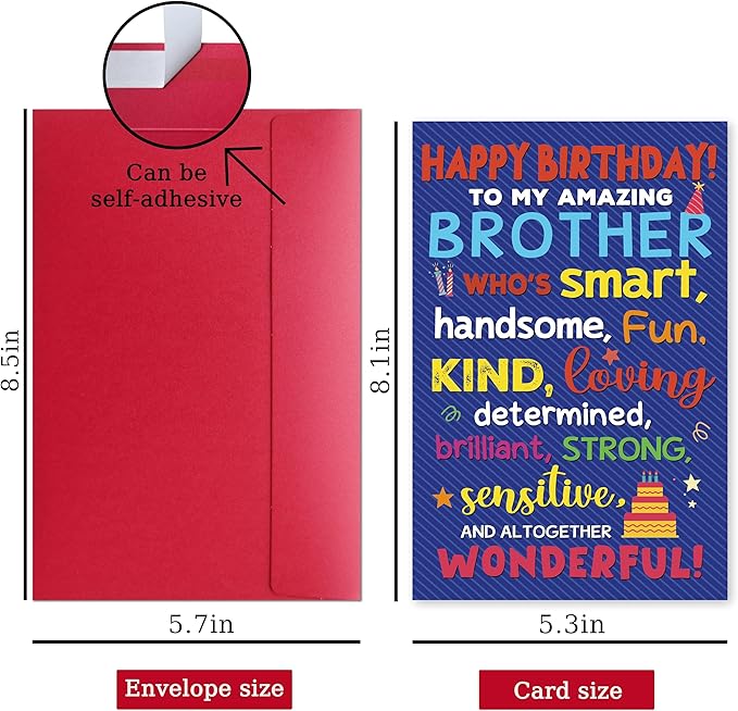 Funny Brother Birthday Card, Best Brother Greeting from Sisters or Brothers, Heartfelt Appreciative Birthday Card Gift for Him Men