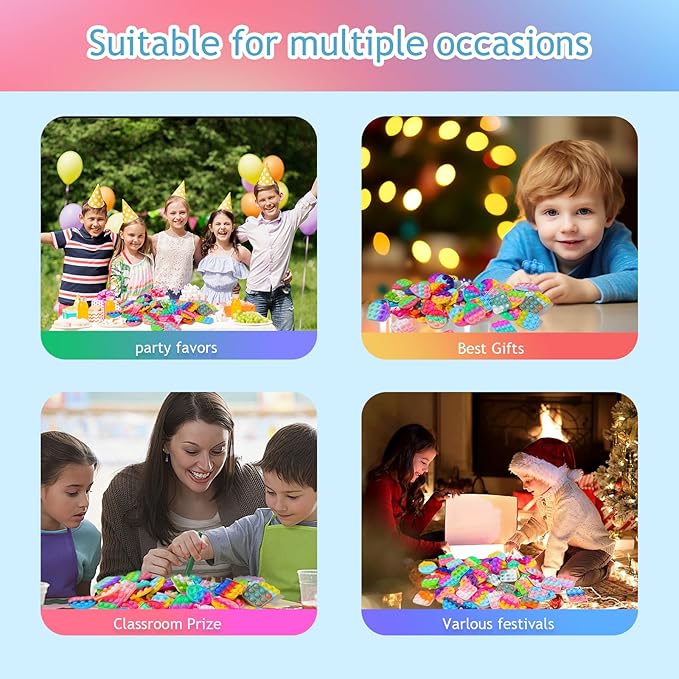 57PCS Party Favors for Kids,Fidget Toys Bulk Its Birthday Party Favors for Toddlers Adult, Small Classroom Prizes Box Fidgets Toys for Kids, Goodie Bag Stuffers, Treasure Chest, Bubbles Poppers