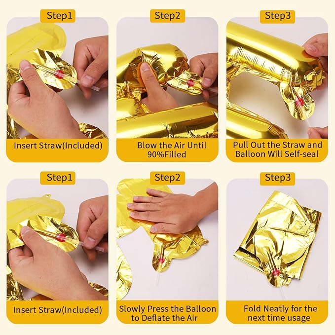 40 Inch Gold Large Numbers Balloons 0-9 Giant Jumbo Number 4 Digit 4 Helium Balloons, Big Foil Mylar Number Balloons for Boys Girls Kids Women Birthday Party Anniversary Supplies Decorations