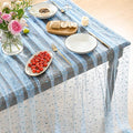 Horaldaily Light Blue Gold Sparkling Star Gauze Tablecloth 60x60 Inch Square, Blue Star Sequin Glitter Metallic Foil, Sheer Tulle Cheesecloth for Wedding Baby Shower Party