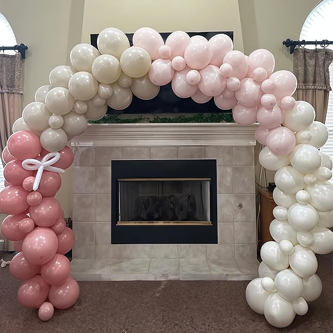Dusty Pink Balloon Arch Kit 115Pcs Boho Blush Pink Balloons Garland Neutral Retro Peach Nude Beige Cream White Sand Birthday Party Balloons for Girls Baby Bridal Shower Wedding Engagement Decorations