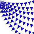 Royal Blue Triangle Pennant Banner Flag - Dark Blue Metallic Fabric Bunting Garland for Graduation, Wedding, Retirement, Bridal Shower, Birthday, Nautical Parties