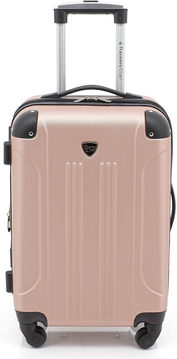 Travelers Club Chicago Hardside Expandable Spinner Luggage, Rose Gold, 3 Piece Set