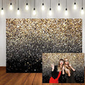 Dudaacvt 8x6FT Black and Gold Backdrop Gold Glitter Paint Banner Golden Bokeh Spot Starry Sky Wedding Adult Baby Children Family New Year Party Backdrop