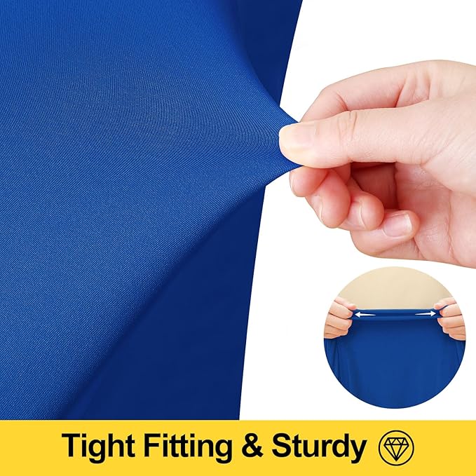Smiry Spandex Tablecloth 2 Pack, Elastic Fitted Stretch Tablecloth for 6FT Rectangle Tables, Waterproof Washable Table Cover Skirt for Outdoor, Wedding, Banquet & Parties (Blue, 72Lx30Wx30H Inch)
