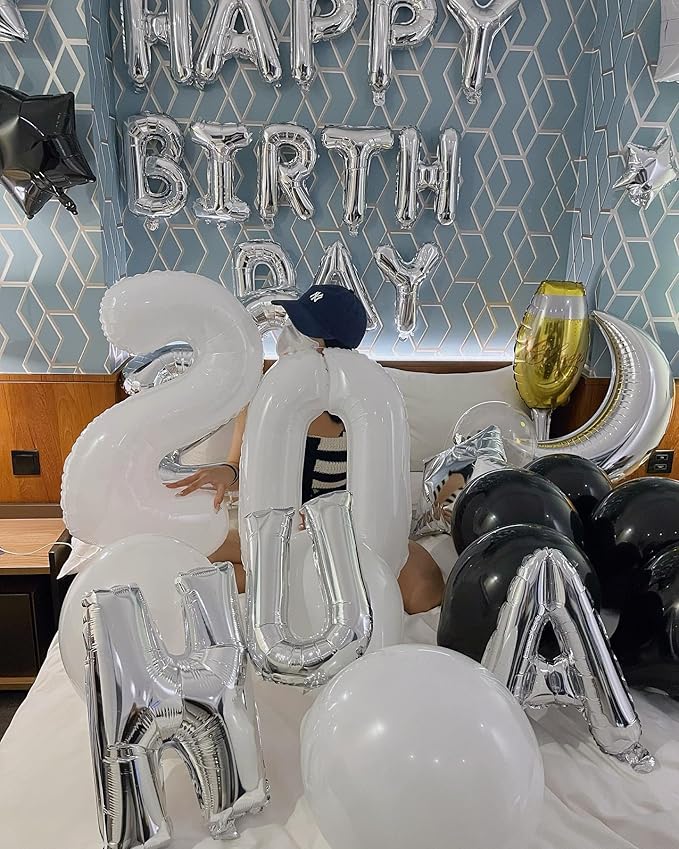 10 Balloon Number, White Number 10th Birthday Balloons 40 Inch, 10 Years Old White Birthday Decorations for Boys Girls, 10th Anniversary Decorations