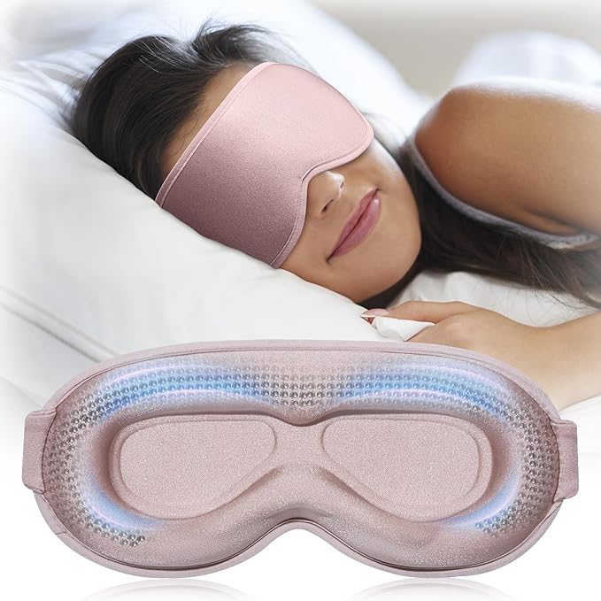 Weighted Blackout Sleep Mask for Women, 3D Contoured Zero Eye Pressure, Lash-Friendly Deep Eye Cups, Adjustable Slide Buckle Strap, Night Shift Nurse Essentials for Day Sleep & College Dorm Naps(Pink)