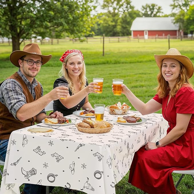 3 Pack Western Cowboy Party Decorations Tablecloth, 54 X 108Inch Rodeo Table Covers Disposable Cowboy Table Cloth Waterproof Tables Cover for Western Rodeo Birthday Party Decor