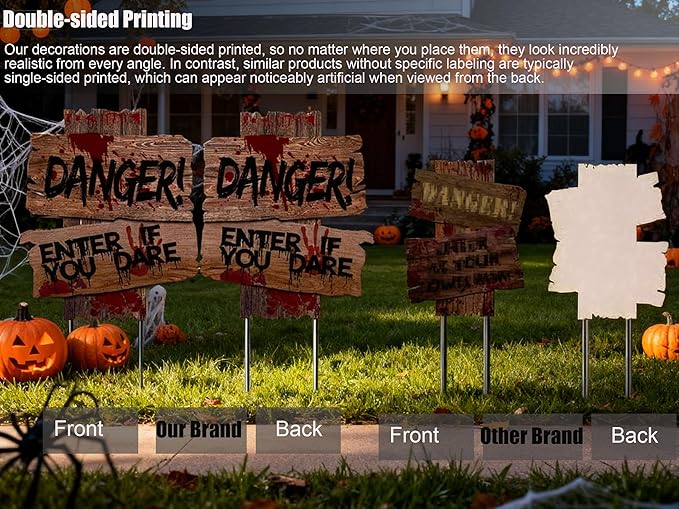 Halloween Decorations, 3 Pack 19" x 16" Yard Signs Stakes Props Outdoor Decor Scary Zombie Vampire Graves Holiday Party Supplies