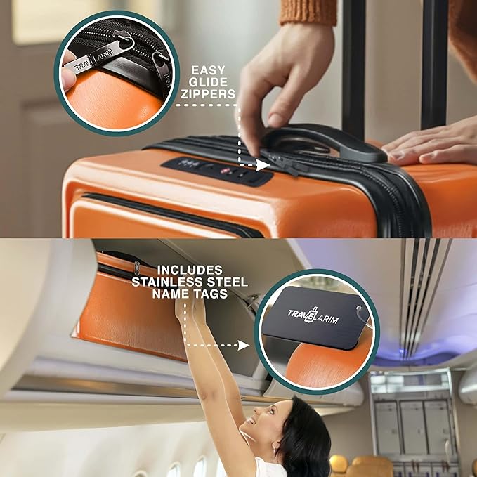 TRAVELARIM Luggage Sets 3 Piece, 20 Inch Carry on Luggage and 28 Inch Suitcases with Wheels Spinner, Durable Hard Shell Suitcase Set, Expandable Travel Suitcase, Orange