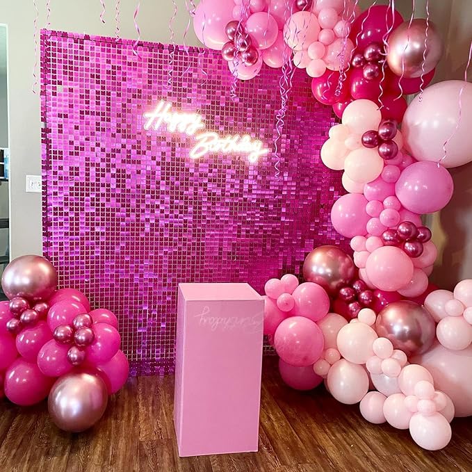 Hot Pink Balloons Garland Arch Kit 180pcs with Star - 22 18 12 10 5in Different Size Shades of Pink White and Gold Balloons for Valentine's Day Birthday Baby Shower Wedding Party Decorations