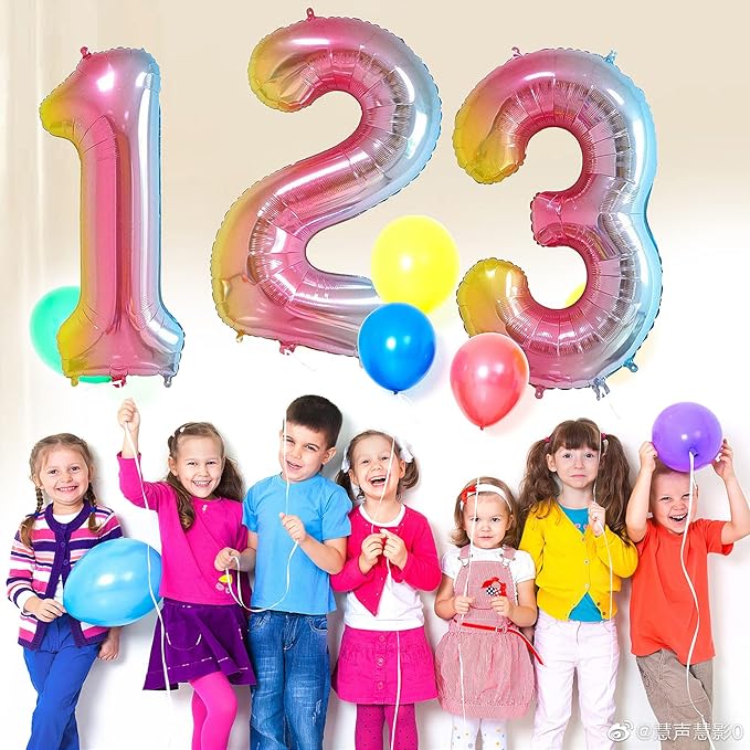 Smlpuame 40 Inch Number Balloons 0-9 Rainbow Gradient Large Number 24 Balloons, Digital Balloons for Birthday Party Celebration Decorations, Helium Foil Number Balloons for Wedding Anniversary