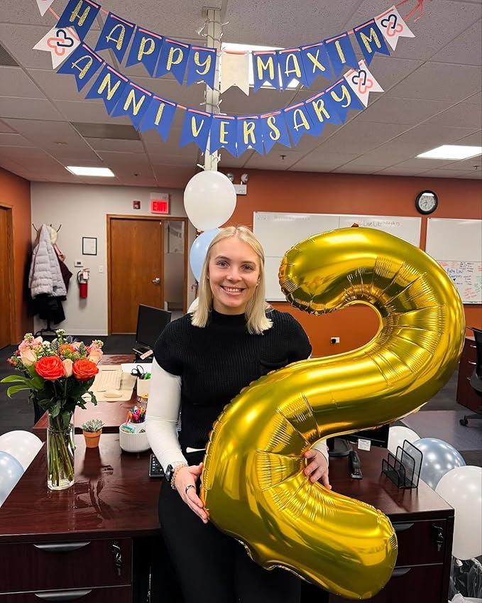 40 Inch Gold Number 7 Balloon, Giant 7 Number Balloons for 7th Birthday Decorations, Party Supplies for Baby Boy Girl, Gold Party Decor