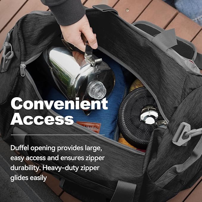 Canway 40L Foldable Duffle Bag for Travel Men & Women Carry On 22"x14"x9" Airline Approved, Small Luggage Overnight Bag with Shoe Compartment, Water-Resistant Gym & Sports Bag