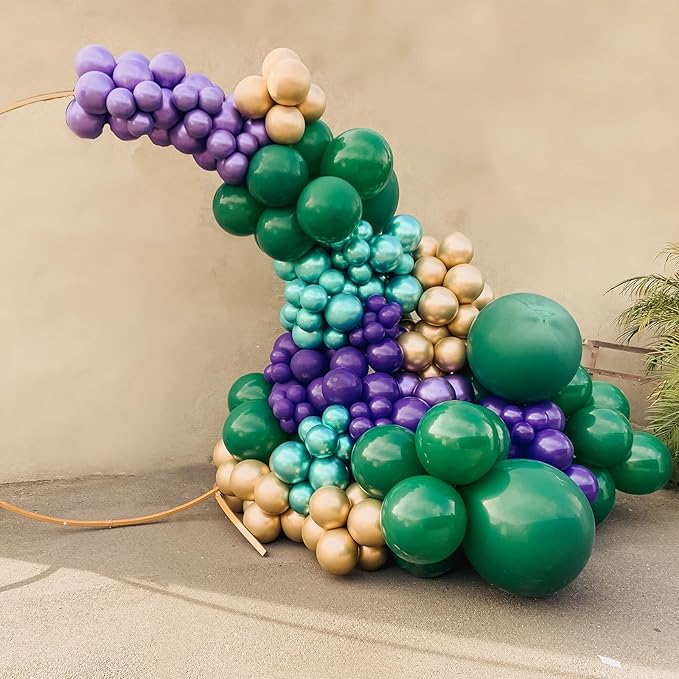 130pcs Dark Green Balloons Different Sizes 18" 12" 10" 5" Hunter Green Balloons for Birthday Dinosaur Baby Shower St. Patrick's Day Summer Jungle Forest Safari Party Decorations