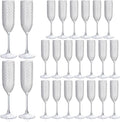 Plastic Champagne Flutes Champagne Glasses Unbreakable Wedding Toasting Glasses Reusable Diamond Wine Glasses Crystal Clear Party Wine Cups Vintage Drinking Glasses 5.5 OZ for Wedding (24, Crystal)