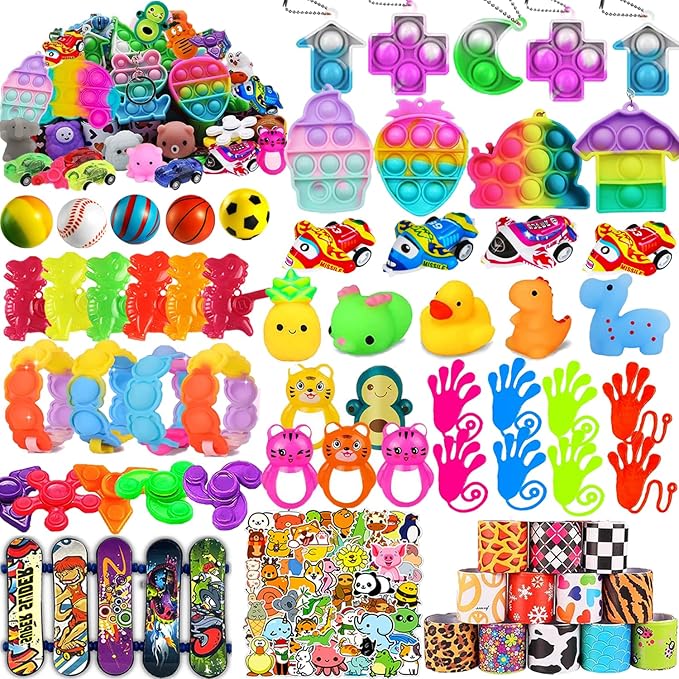 128 Pcs Party Favors Toys for Kids, Treasure Box Toys for Classroom Carnival Prizes Rewards Bulk, Easter Egg Fillers, Goodie Bag Stuffers for Kids Party, Pinata Fillers Birthday Gifts