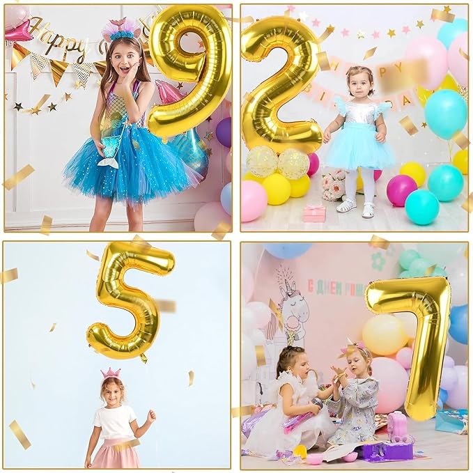 40 inch Gold Number Balloon Giant Foil Helium Balloons Gold Number 7 Balloon for 7th Birthday Party Anniversary Decorations Supplies