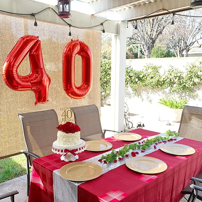 40 Inch Red Number Balloon 9, Large Number Foil Balloons Mylar for Girl Boy Birthday Party Celebration Decorations Supplies, Digital Balloons for Wedding Anniversary Events Decorations