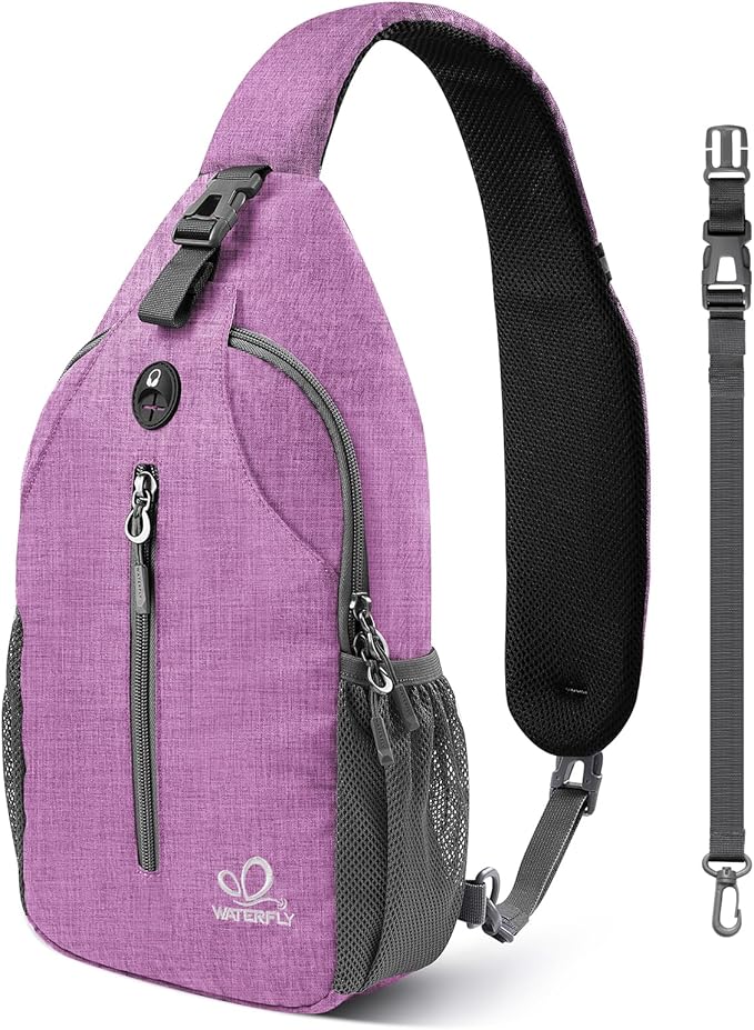 WATERFLY Small Hiking Sling Bag: Crossbody Sling Backpack Chest Bag Daypack for Men Women with Skin-Friendly Shoulder Strap