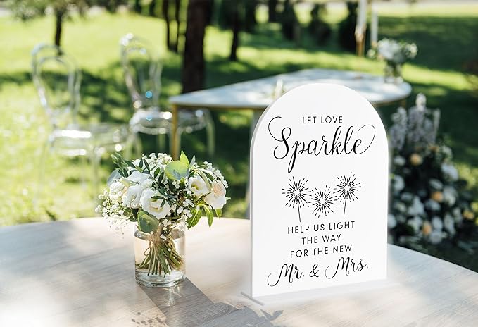 Let Love Sparkle Sign Wedding, White Arch Acrylic Sign, Sparkles for Wedding, Dance Floor Props, Bridal Shower Decorations, Centerpiece Table Decorations Party for Bride and Groom-15