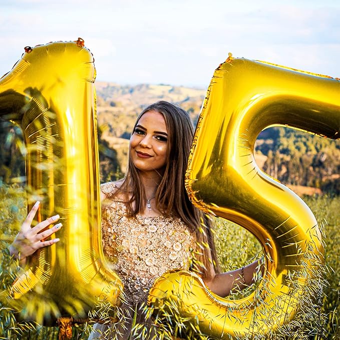 40 Inch Large Gold Number Balloons 3 Aluminum Foil Mylar Big Number Balloons 0-9 Suitable for Gold Birthday Parties, Weddings and Anniversary Photography