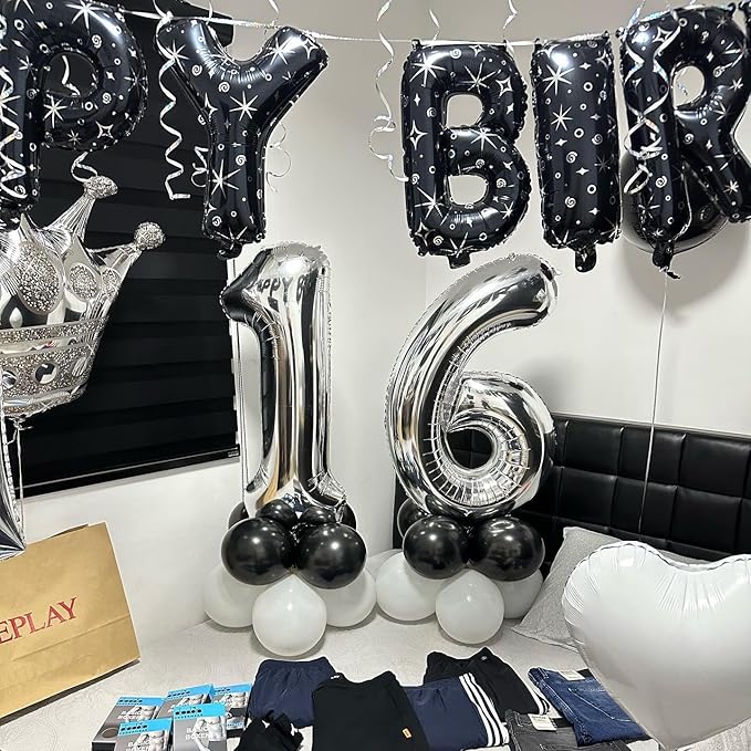 40 Inch Silver Number 2 Balloon, Giant 2 Number Balloons for 2nd Birthday Decorations, Party Supplies for Baby Boy Girl, Silver Party Decor