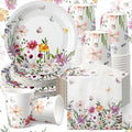 Hsei 250 Pcs Spring Wildflower Party Decoration Baby Shower Disposable Tableware Sets Birthday Supplies Serves 50 Guests Disposable Plates Napkins and Cups for Baby Bridal Shower Birthday Party